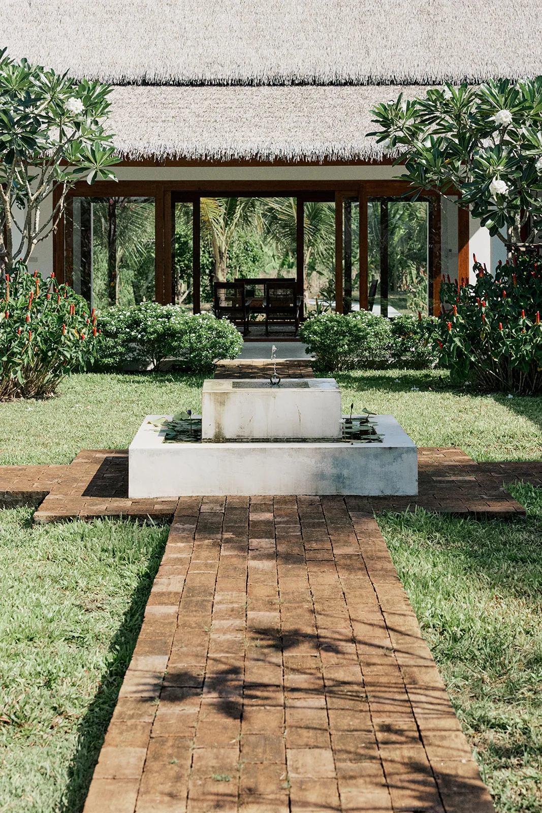The garden path leading to the entrance pavilion