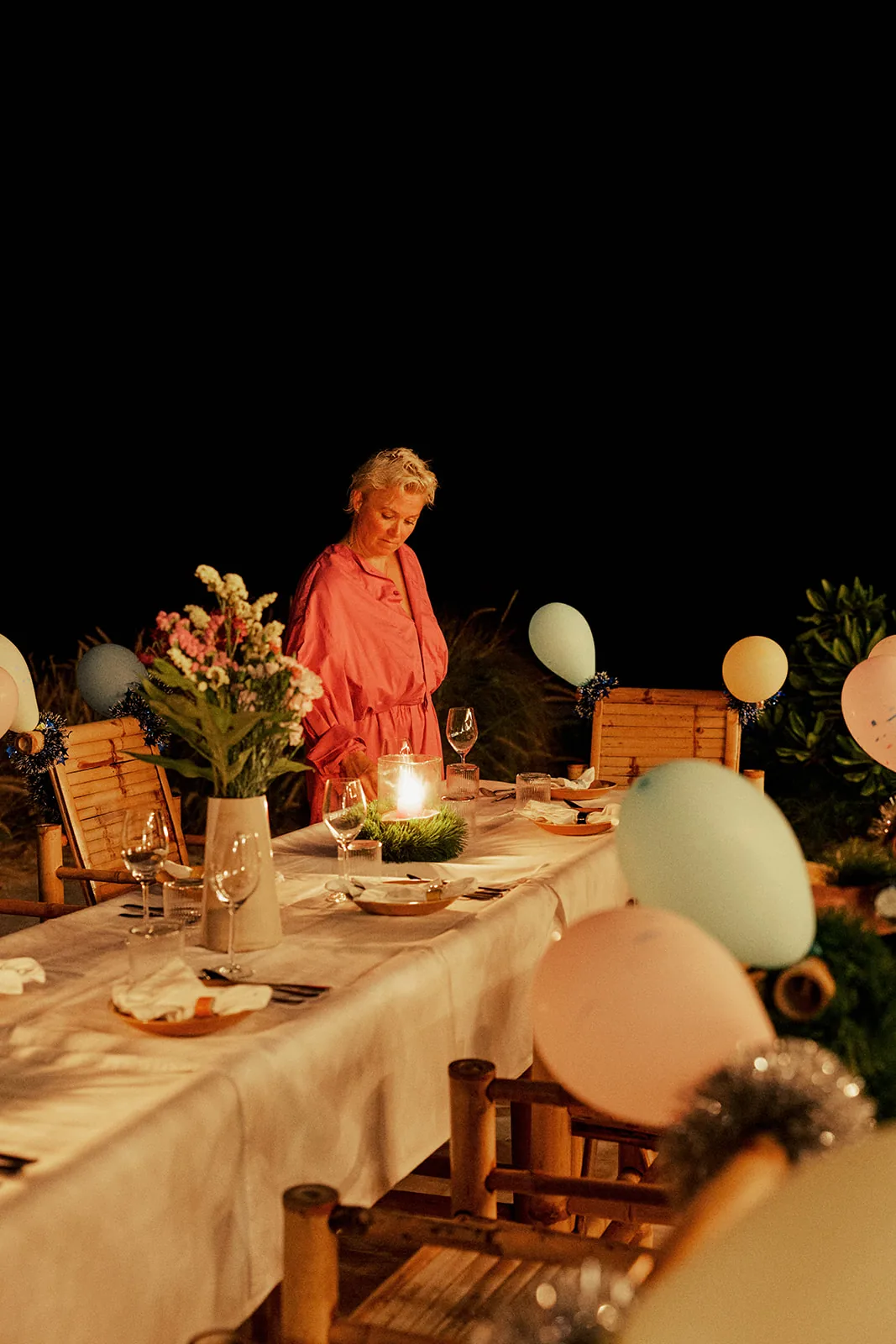A candlelit birthday dinner under the stars