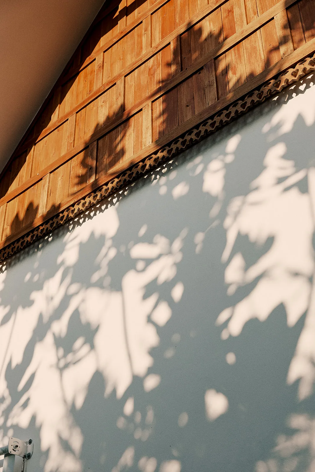 Afternoon shadows across the pavilion roof
