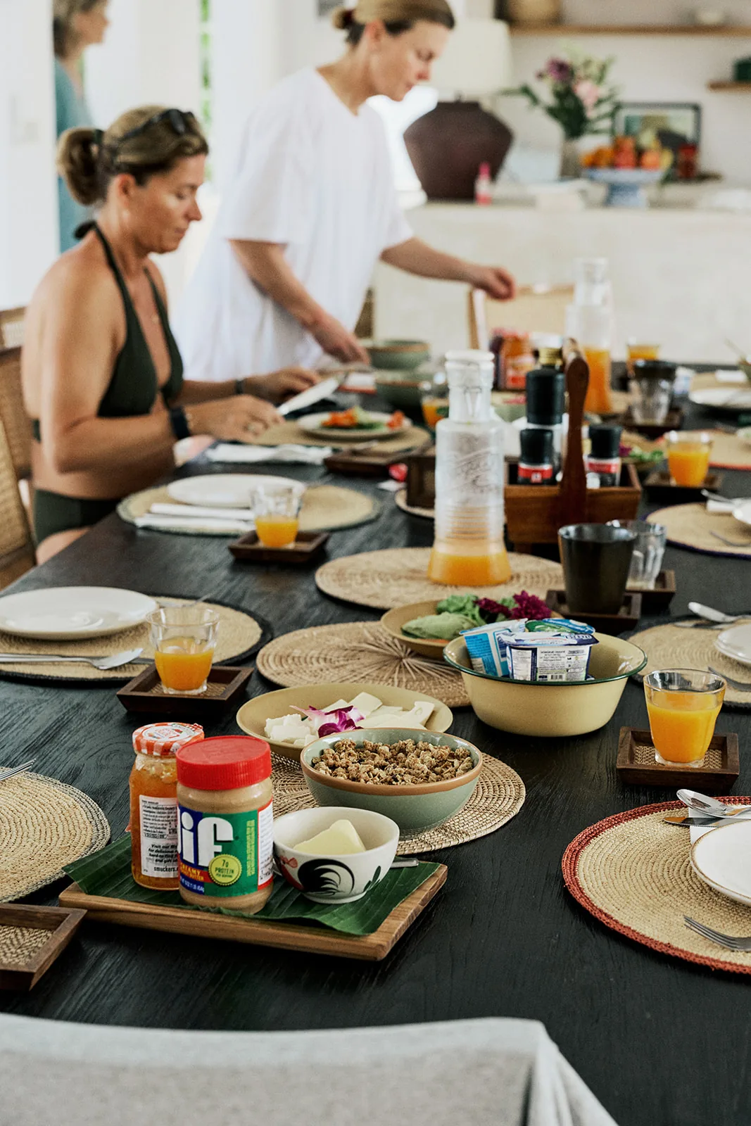 Team Aditi serving breakfast at the long table