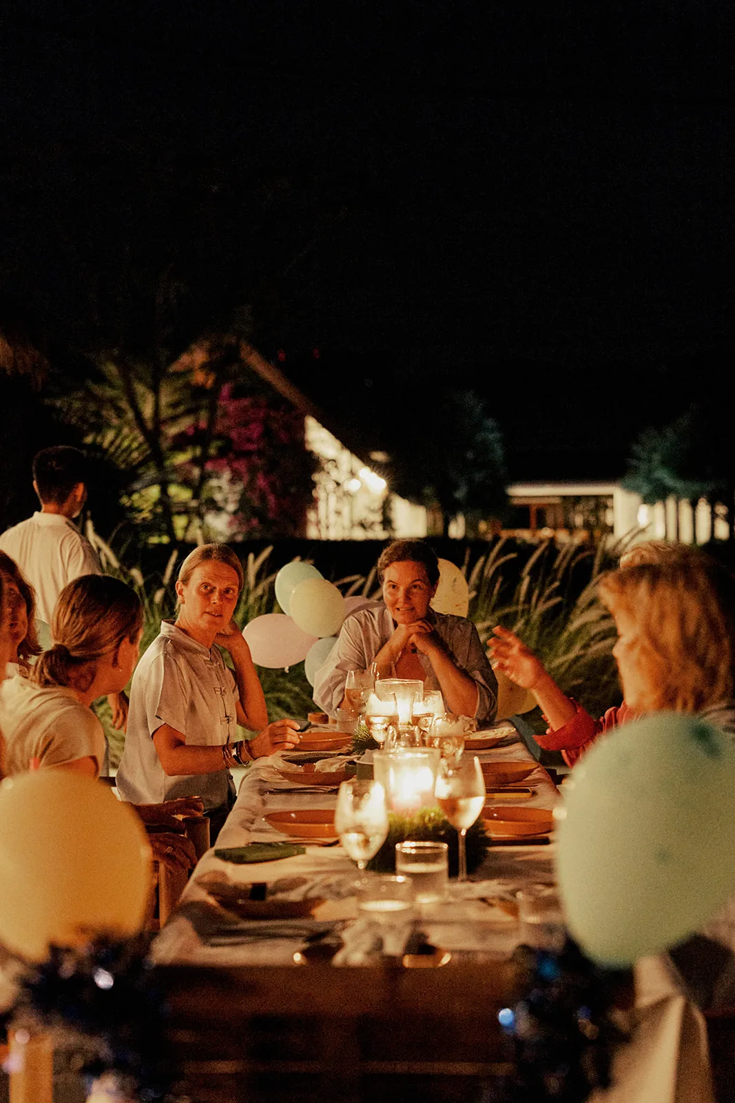 A candlelit dinner with friends late into the evening