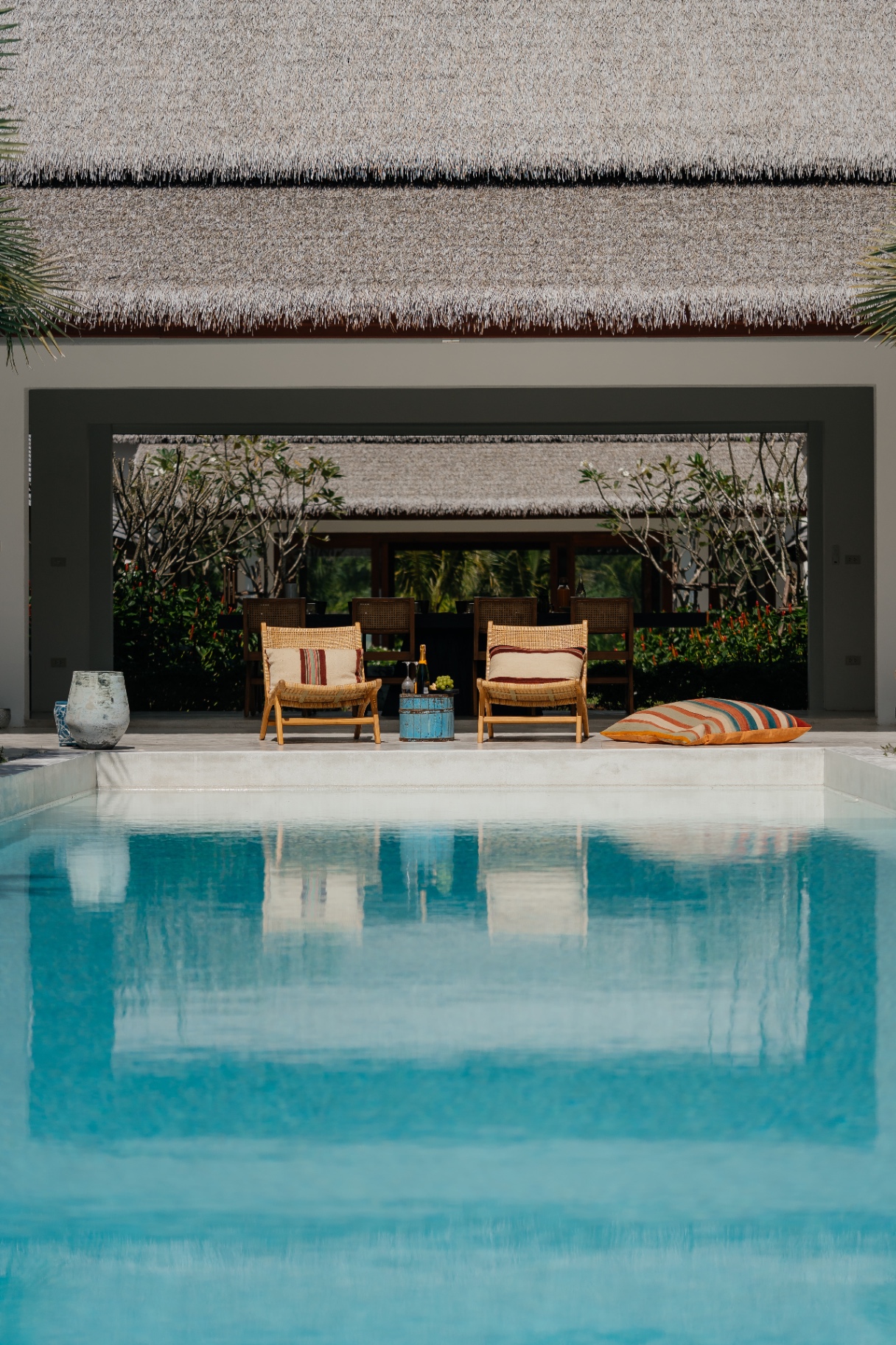 Villa Aditi pool view with lounge chairs