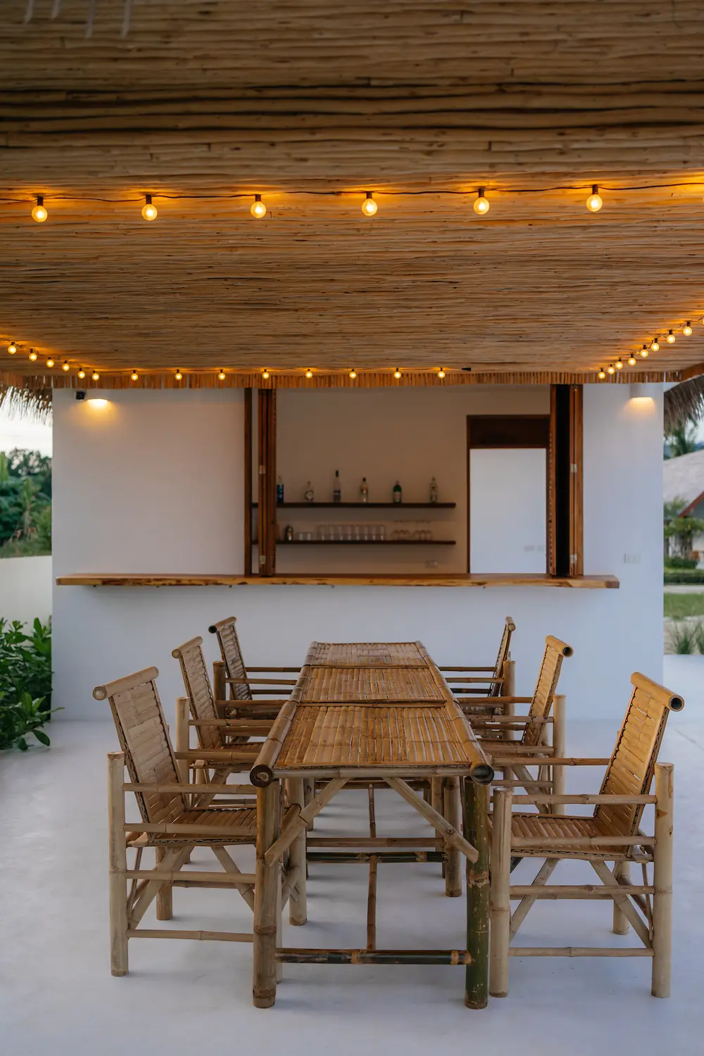 Beach bar at Villa Aditi at golden hour, Koh Samui