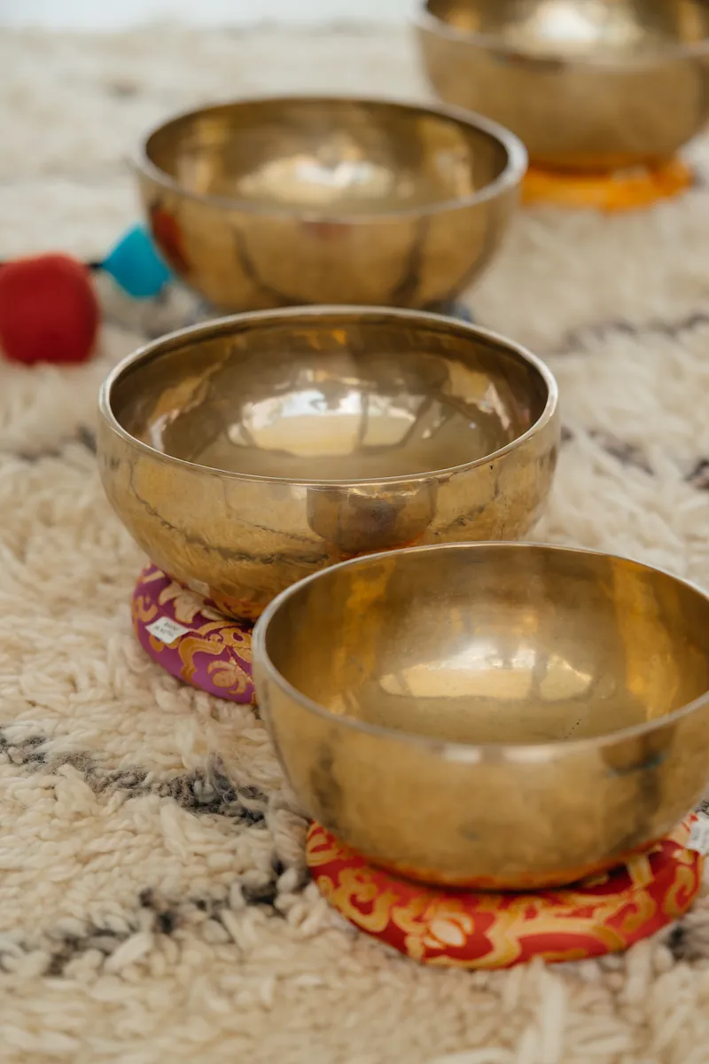 Tibetan singing bowls for sound healing at Villa Aditi, Koh Samui