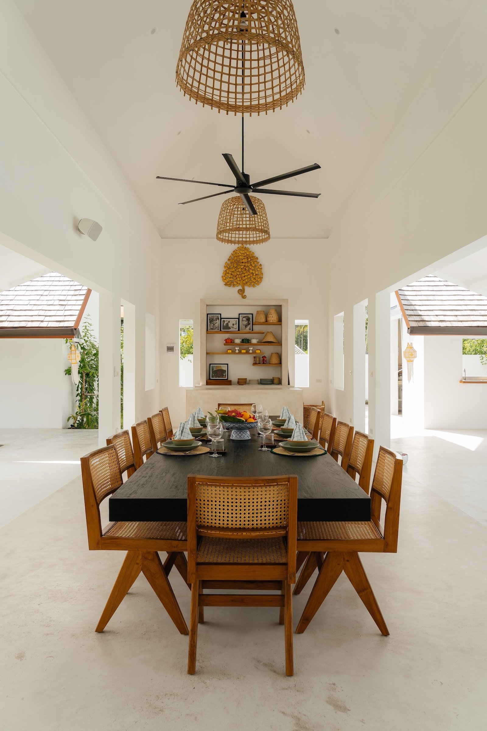 Villa Aditi dining pavilion with vaulted wooden ceiling and open-air setting, Koh Samui